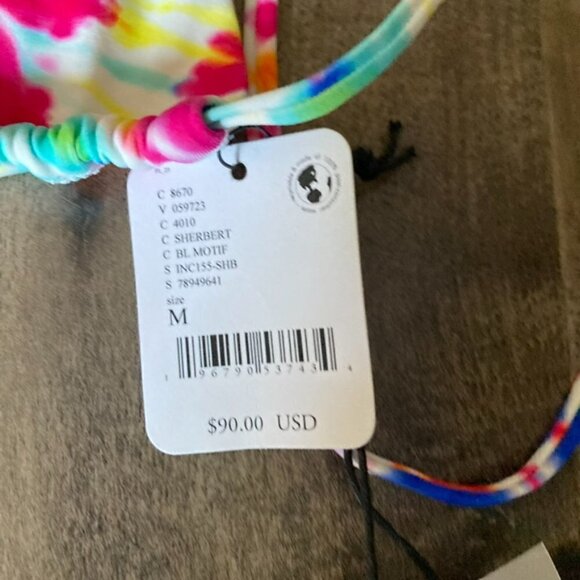 NWT It's Now Cool Free People The Long Triangle Eco Tie-Dye Bikini Top Sz M - Picture 5 of 6